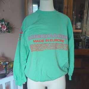 Mint Green Sweatshirt with Red Text